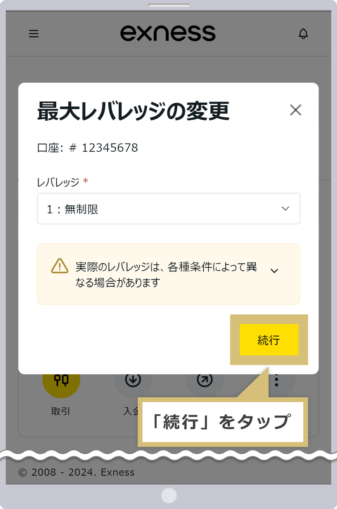 最大レバレッジを設定