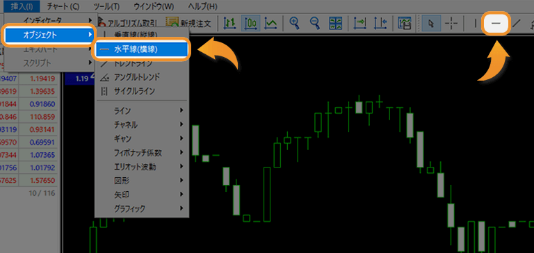 水平線の設定方法