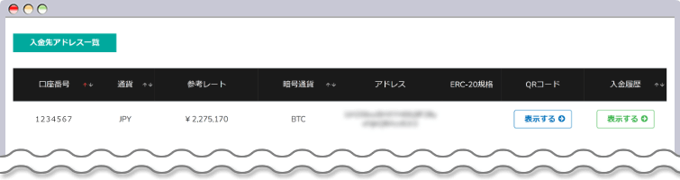 仮想通貨入金の確認