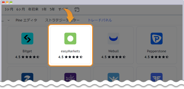 TradingViewログイン後ブローカー選択画面