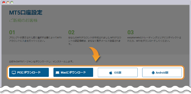 MetaTrader5のダウンロードページ