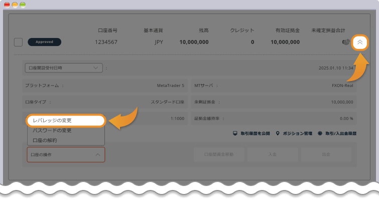 レバレッジの変更