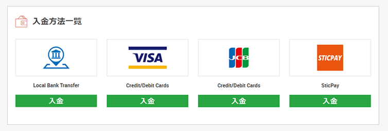 米ドル口座の場合 - XM会員ページ-入金方法一覧の表記