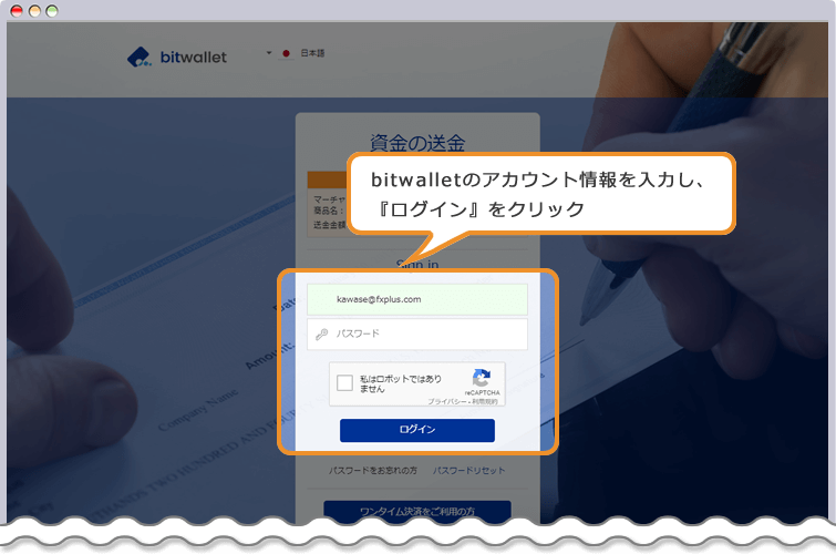 XM bitwallet ログインページ
