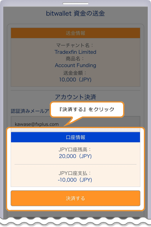 XM bitwallet 決済ページ