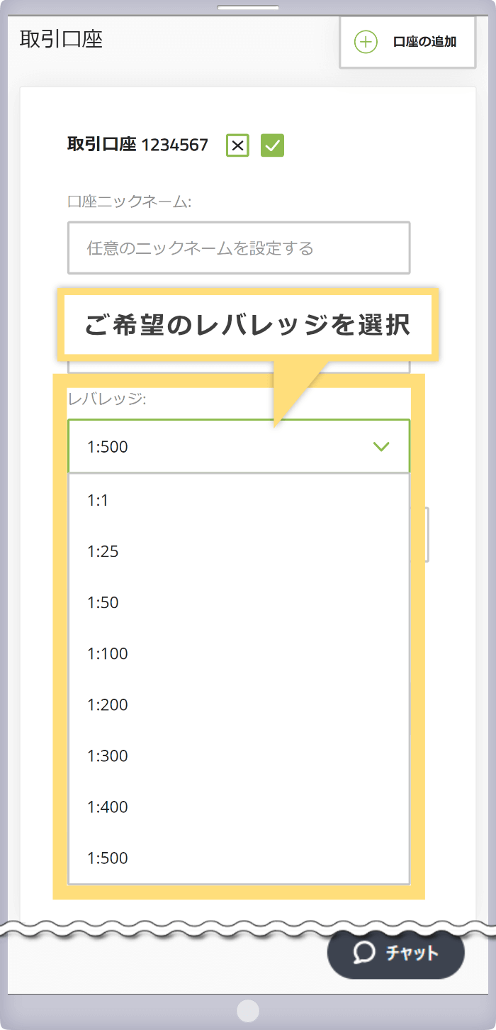 レバレッジを選択する