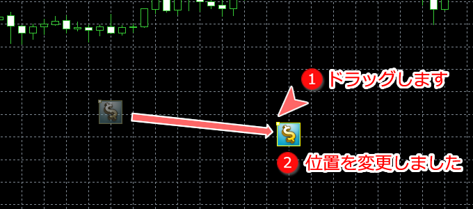 MetaTrader5 ビットマップレベル位置変更画面