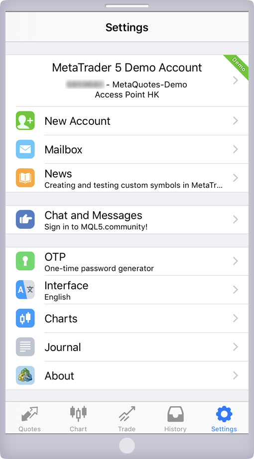 言語設定後の設定画面