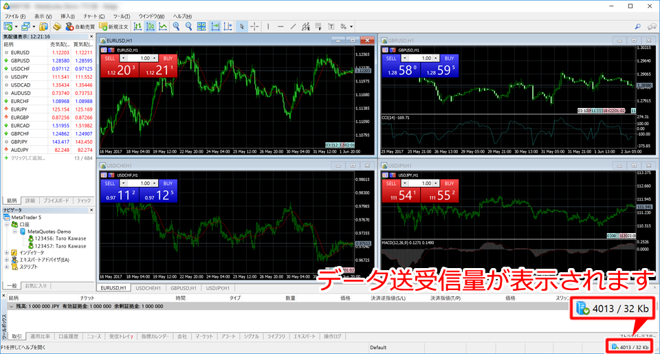 MetaTrader5 ログイン完了画面
