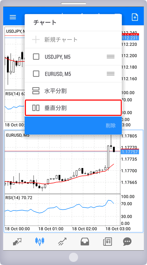 チャートメニュー画面