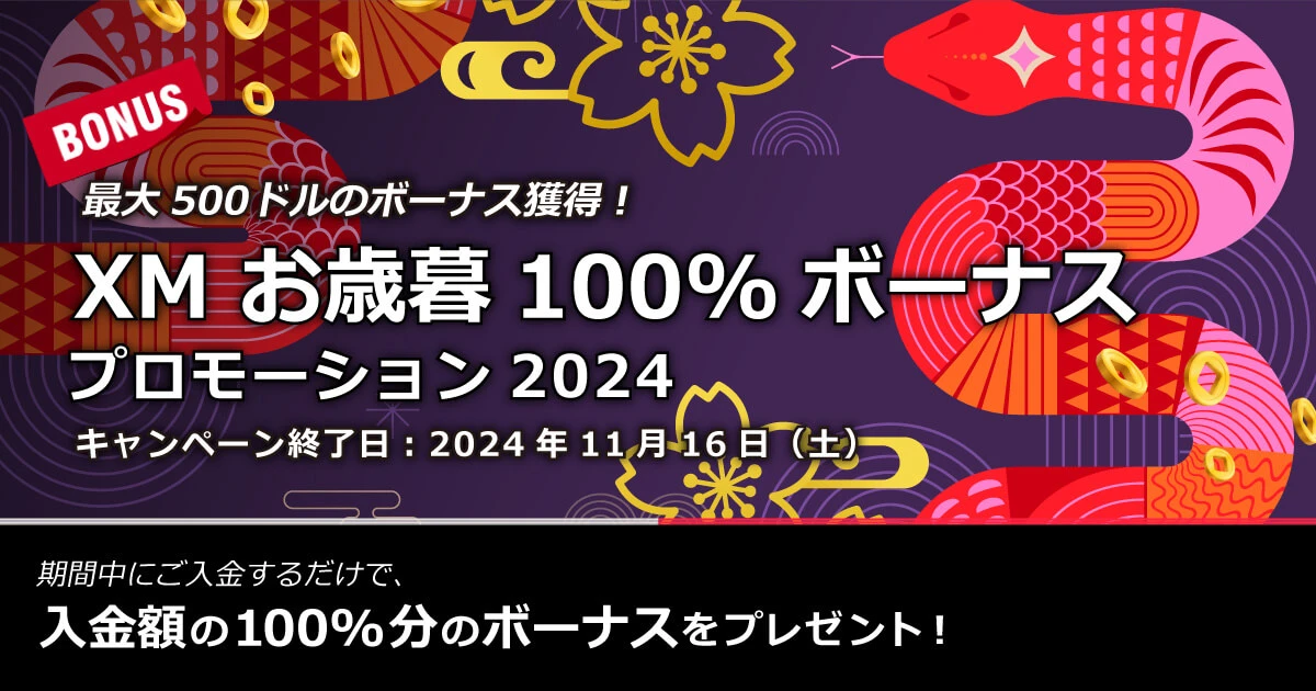 XMTrading お歳暮100%ボーナスプロモーション2024