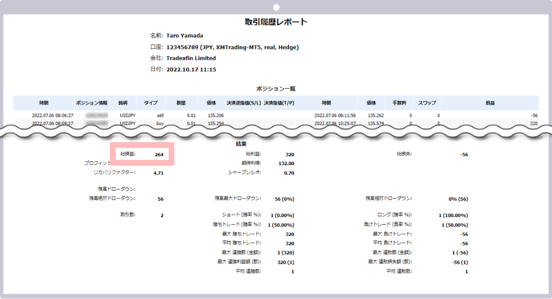 MT5 年間取引報告書